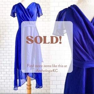 DKNY DRESS Chiffon Cap Sleeves Asymmetrical Hem